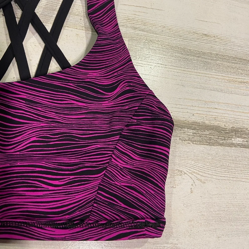 Lululemon Purple Black Zebra Striped Free To Be Tranquil Bra 4